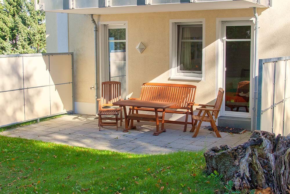 Windgeschützte Terrasse der Ferienwohnung 16